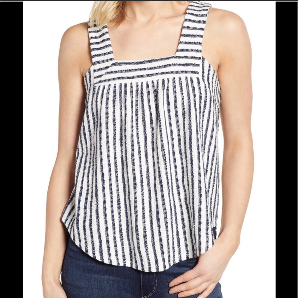 Lucky Brand Striped Sleeveless Square Neck Top - Size Small
